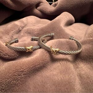 NWT Silver and Gold Classic 'X' Twisted Chunky Cable Matching Bangle Set